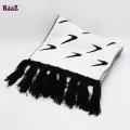 Black And White Woolen Scarf, Soft Muffler Stylish Fashion Scarf For Men And Women. 