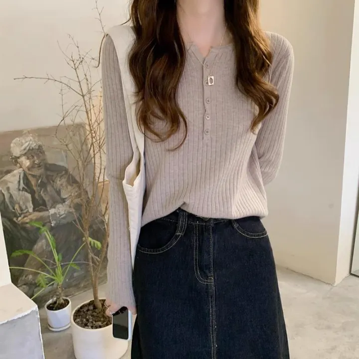 Autumn%20New%20Japanese%20Lazy%20Style%20Western%20Style%20Fashion%20Bottoming%20Shirt%20Women's%20Slim%20Fit%20Slimming%20Versatile%20Long%20Sleeves%20Knitwear%20Top%20-%20Image%202