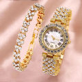A07241 Fashion Trend Business Versatile Luxury Diamond Stars Elegant Quartz Watch Set with Diamond Hand.
