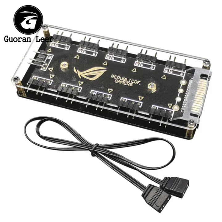 Connector%201%20To%2010%20Port%20ARGB%20Splitter%20Hub%205V%203Pin%20ARGB%20Case%20Fan%20Hub%20With%20Adhesive%20Base%20SATA%20Power%20For%20LED%20Fans%20Lights%20-%20Image%202