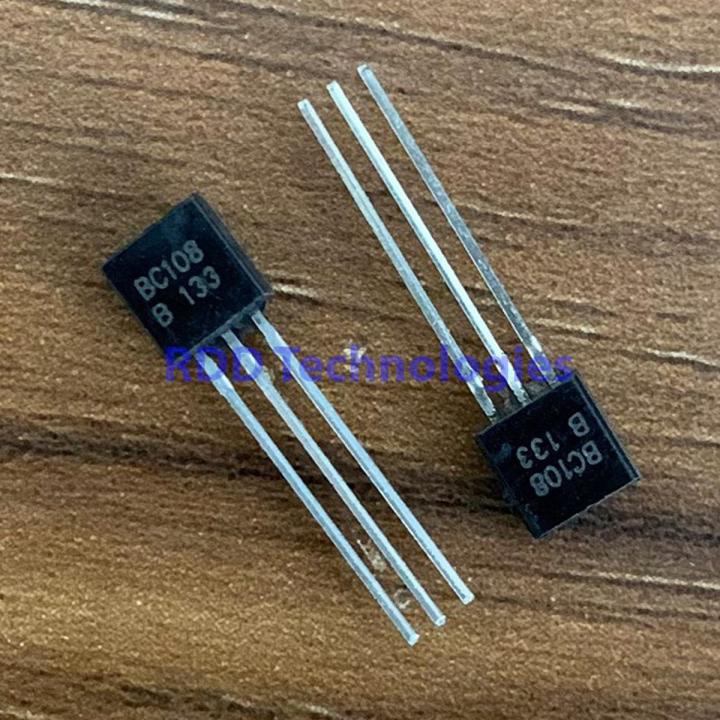 5Pcs- BC108 C108 BC-108 BC 108 20V 200mA NPN General Purpose Transistors BC 108 NPN 3 Pin TO-92 Package Bipolar Low Power Transistor