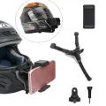 Helmet Chin Mobile Mount, Complete with a Secure Phone Holder, to Transform Motorcycle Helmet into a Versatile Stand.