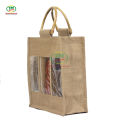Wine/Bottle Bag - Triple Part with Transparent Chamber by Jute. 