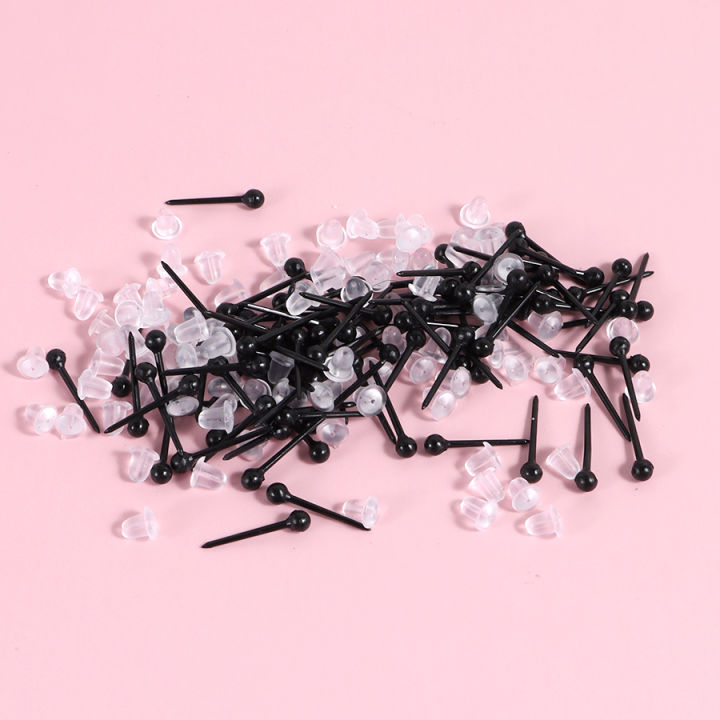 100 Set Plastic Ball Earrings Clear Ear Pins Resin Earring Backs Nickel Free Earrings Piercing Retainers DIY Ear Accessories