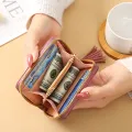 Korean Style Fashion Ladies Women Short Wallet Small Cute Girl PU Leather Coin Purse with Zipper Mini Handbags Purse Card Holder Wallet for Women Ladies. 
