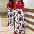 Fashion Women Long Sleeve Floral Boho Print  Long Maxi Dress Ladies Casual Dress. 