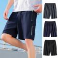 Men Shorts Mid-Rise Elastic Waistband Sports Zipper Pockets Wide Leg Male Shorts Summer Ice Silk Short Sweatpants Men's Clothing.