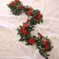 Vine Hanging Silk Artificial Rose Flowers for Wall Christmas Rattan Plants Leaves Garland Romantic Wedding Home Decoration.