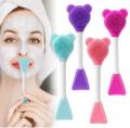 1Pcs Double Head Facial Mask Brush Silicone Bear Applicator Spoon Spatula Stirring Stick Women Skin Face Cleansing Care Home Makeup Tools.