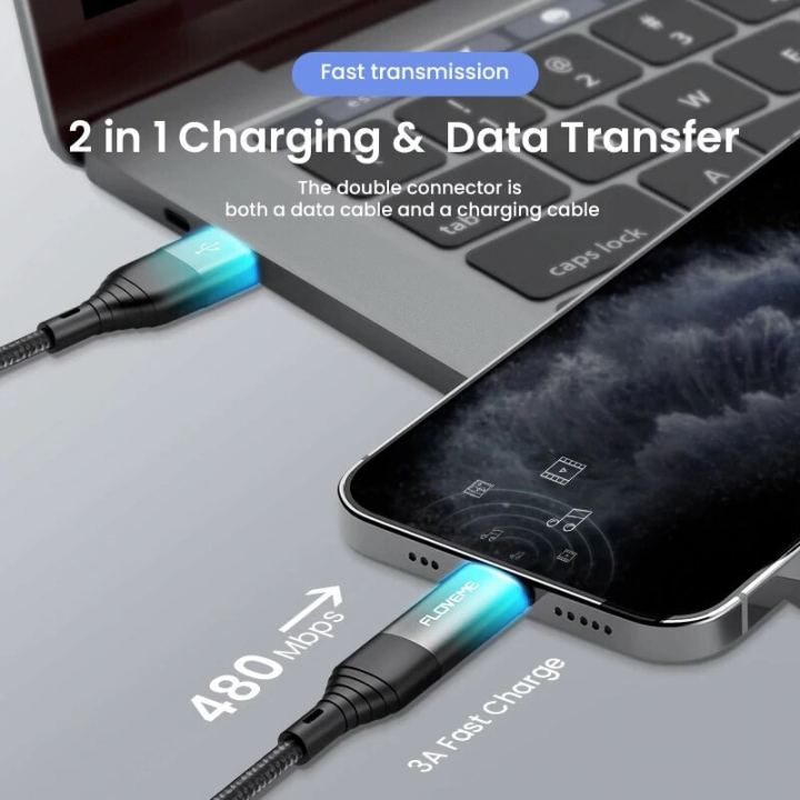 FLOVEME%204%20in%201%20Fast%20Charging%203A%20High%20Current%20Nylon%20Braided%20Cable%20For%20iPhone%20iPad%20Type%20C%20Charge%20Type-C%20To%20iPhone%20&%20Type-C%20To%20Type-C%20&%20USB%20A%20To%20Type-C%20&%20USB%20A%20To%20iPhone%20-%20Image%205