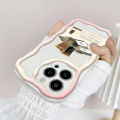 YYDS for Infinix Hot 30i Back Cover Coffee Label Case Cream Texture Wavy Edge Soft Silicone Mobile Cover.