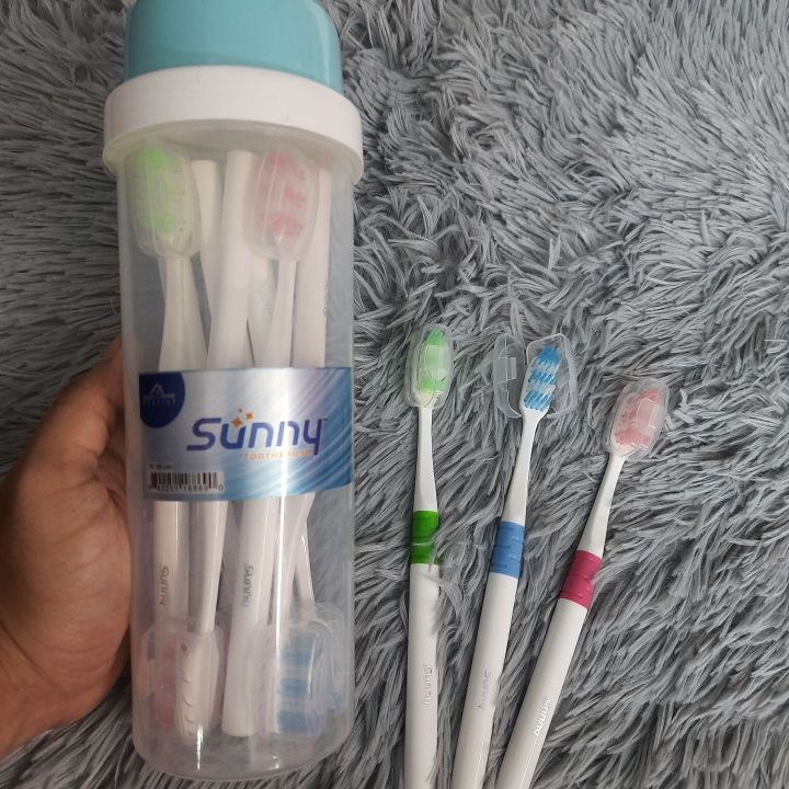 Sunny soft toothbrush multicolour 2 Pcs with cap