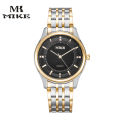 MK MIKE Men's and Women's Waterproof Quartz Watch Steel Band Couple Watch with Business and Leisure Room Gold Watch.