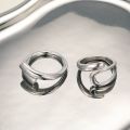 2Pcs Personality Irregular Silver Metal Open Rings Adjustadble Jewelry New 2025.