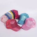 2021 Glitter Women Baseball Cap Ponytail Mesh Snapback Hat Casual Sport Sun Caps Sequins Shining Washed Cotton Adjustable Hats.
