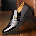 Height Increasing New Men's Shoes Business Formal Wear Leather Shoes Bright Leather Slip-on Men's Dad Shoes Pieces. 