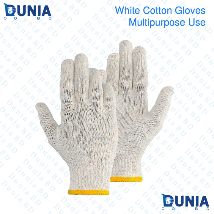 White Cotton Gloves Safety Knit Gloves Heavy Duty Glove Liner for Construction Work Handling Fishing Gardening Cutting Food Service Men Women Working Hands