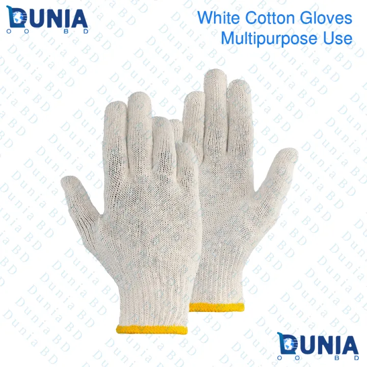 White Cotton Gloves Safety Knit Gloves Heavy Duty Glove Liner for Construction Work Handling Fishing Gardening Cutting Food Service Men Women Working Hands