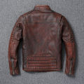 Real Cow Leather Jacket Men Motorcycle Jackets Genuine Cowhide Leather Vintage Men's Leather Coat Biker Clothing. 