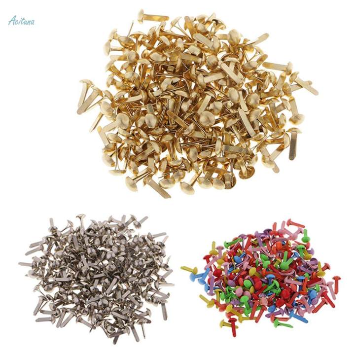 100Pc%20Metal%20Round%20Head%20Brads%20Paper%20Craft%20Scrapbook%20Fastener%204.5x8mm%20Colored%20-%20Image%203