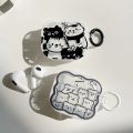 For Airpods Pro 2 Wavy Earphone Case Cartoon Cute Black White Line Stripe Cat Silicone Shell For Airpods 1 3 Transparent Headset BruberryBe.