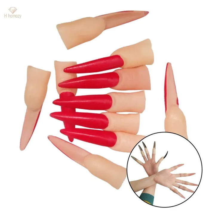 10pcs%20False%20Nails%20Cosplay%20Party%20Supplies%20Scary%20Makeup%20Accessories%20Red%20-%20Image%203
