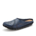 Cross-border plus-size summer cowhide bag head wisp empty semi-slippers women's fashion wear outside Internet celebrity flat bottom no heel women's sandals. 