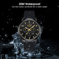 LouisWill Silicone Strap Watch For Men Men's Fashion Watch Three Eye Watch With Calendar 30M Waterproof Watch Silicone Strap Watch Retro Quartz WatchLuxury Men WatchLuminous Watch. 