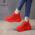 PLOVER Summer Mesh Breathable Clunky Sneakers Women 2024 New Casual Sports All-Match Platform Light Work Shoes.