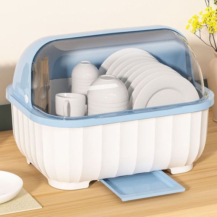 Portable Plastic Draining Cupboard Semi-flip Cover Cupboard Bowl