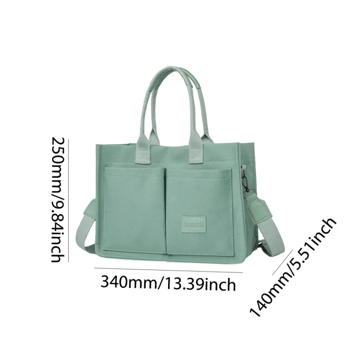 Women%20Fashion%20Shoulder%20Bag%20Large%20Capacity%20Canvas%20Tote%20Bags%20Adjustable%20Strap%20Crossbody%20Bag%20Multi%20Pocket%20Square%20Work%20Commuting%20Bag%20-%20Image%206