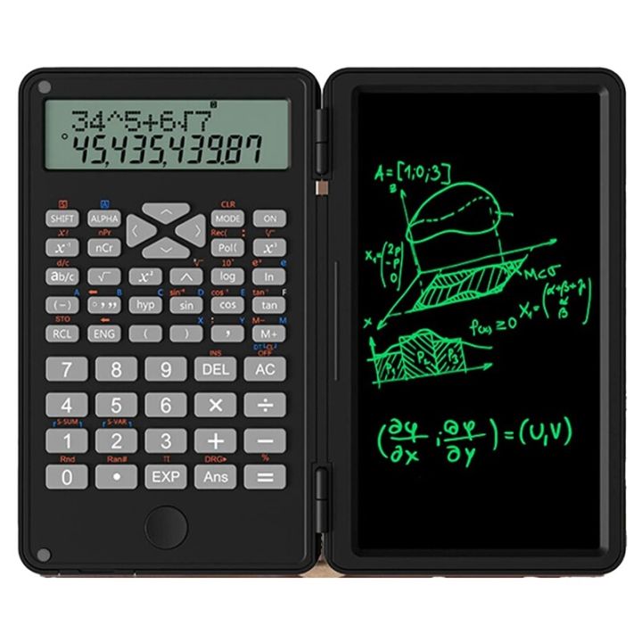 Scientific Calculators, 12-Digit LCD Display with Erasable Writing Tablet Foldable for Home School Meeting and Study