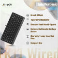 A4TECH FK11 Wired Mini Keyboard - Compact Size - Sleek Round-Square Keycaps - Multimedia Hot Keys - USB - For PC/Laptop - Black.
