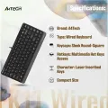 A4TECH FK11 Wired Mini Keyboard - Compact Size - Sleek Round-Square Keycaps - Multimedia Hot Keys - USB - For PC/Laptop - Black. 