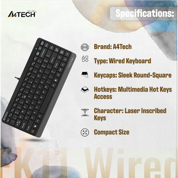 A4TECH%20FK11%20Wired%20Mini%20Keyboard%20-%20Compact%20Size%20-%20Sleek%20Round-Square%20Keycaps%20-%20Multimedia%20Hot%20Keys%20-%20USB%20-%20For%20PC/Laptop%20-%20Black%20-%20Image%202