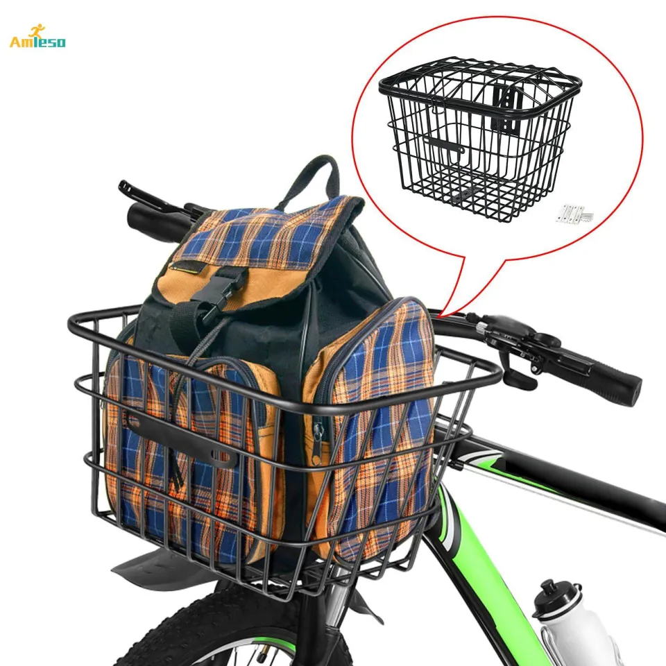 Bike Metal Mesh Front or Rear Basket with Lid Cargo Basket for