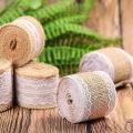 Yfashion Jute Cloth Roll with White Lace Craft for e Decoration Packaging 2M/Roll. 