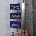 Handicraft wall hanging "Home Sweet Home" jute material.