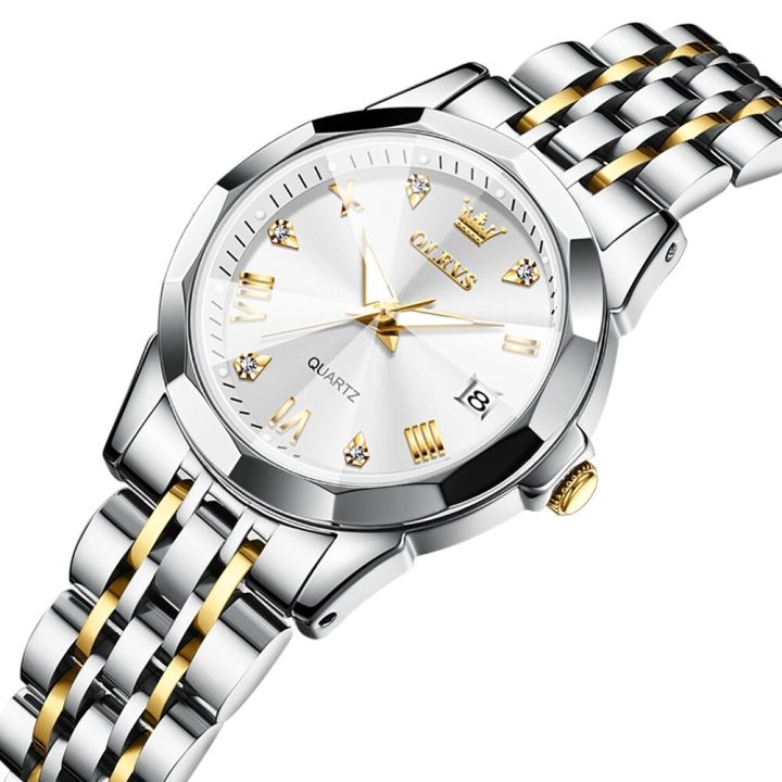 Women Analog Quartz Stainless Steel Luminous Date Two Tone Luxury ...