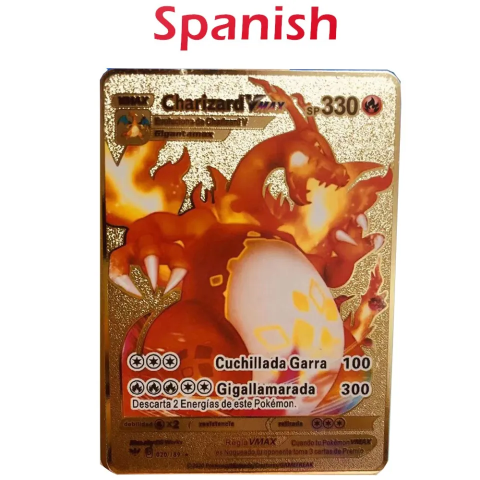 Serendipity partyHard Iron Pokemon Cards Spanish Pikachu Charizard GX Gold Metal  Cards Charizard Vmax Metal Pokemon Cards Game | Daraz.com.bd