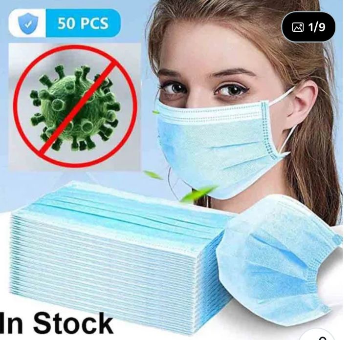 50 PCS Non-oven Surgical Face Mask Pack Blue And Black