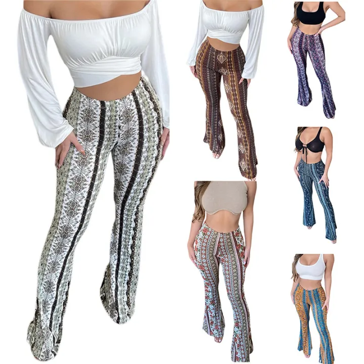 Women%20Boho%20Flare%20Pants%20High%20Waisted%20Stretch%20Bell%20Bottom%20Yoga%20Pants%20Hippie%20Flared%20Leggings%2070s%20Wide%20Leg%20Palazzo%20Pants%20Trousers%20-%20Image%204