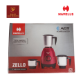 Havells Zello Red 3 Jar 750W Mixer Grinder, For Wet & Dry Grinding RANGO. 