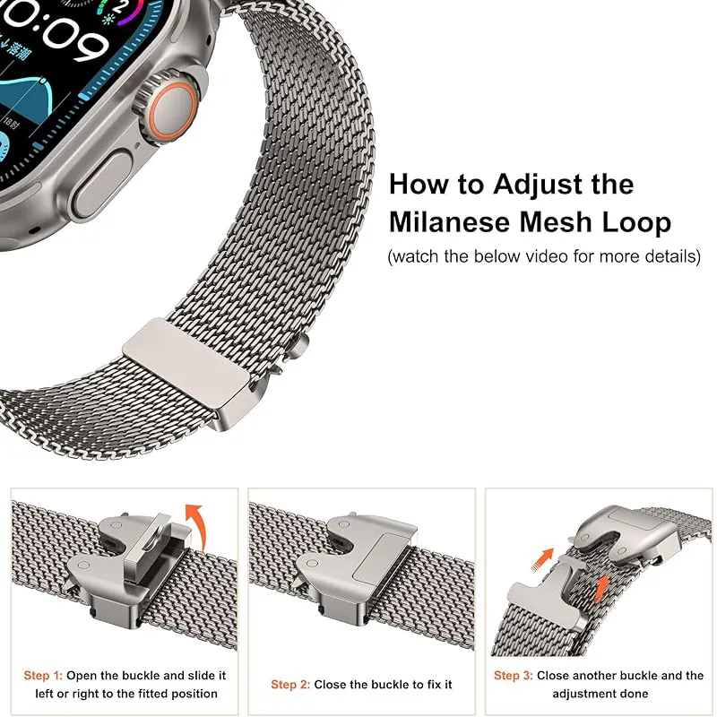 Milanese Loop Amazon Prime Watch Bands For Apple Watch Milanese Loop Strap For Apple Watch Band Ultra 49mm 46mm 45mm 44mm 42mm  Stainless Steel Metal For IWatch Series 10
