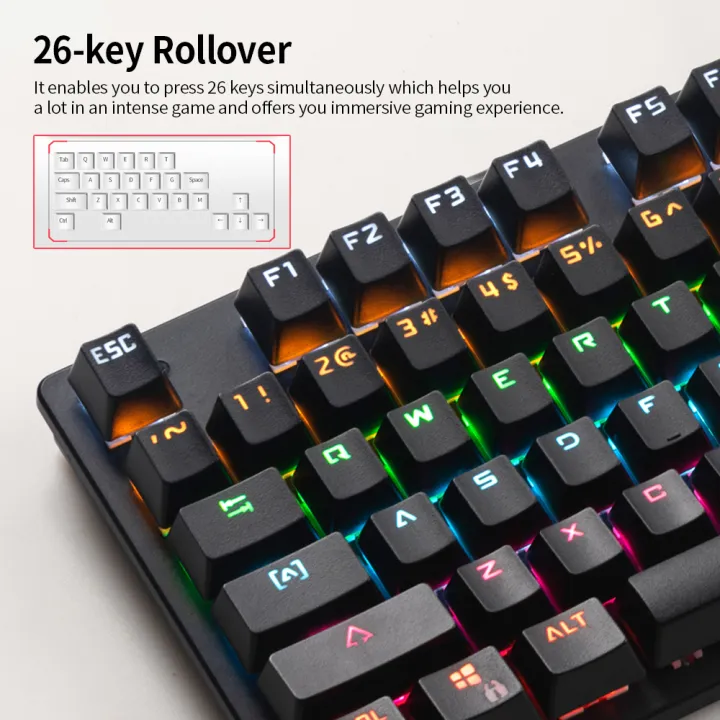 HXSJ%2087-key%20Mechanical%20Keyboard%20Wired%20Keyboard%20RGB%20Backlit%20Keyboard%20Blue%20Switch/%2026-key%20Rollover/%20Multimedia%20Combination%20Keys%20White%20-%20Image%206
