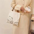 Women Little Canvas Handbag Cute Bear Simple Tote Cotton Cloth Bags Shopping Bag Lovely Grocery Totes Shoulder Bags For Girls.