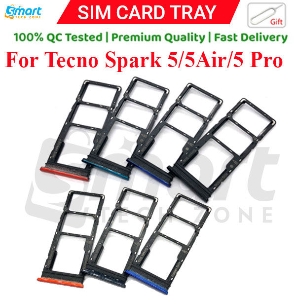 Tecno Spark 5 5 Air 5 Pro Sim Tray Micro SD Card Slot with Sim Ejector Pin Replacement Part