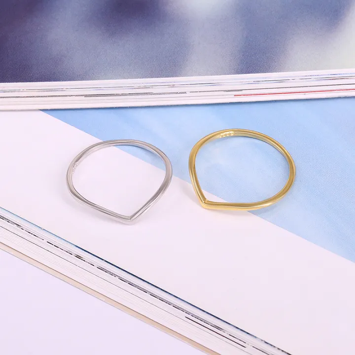Simple%20925%20Sterling%20Silver%20Rings%20for%20Women%20Men%20Anti-allergy%20Gold/Silver%20Color%20Smooth%20Wedding%20Rings%20V%20Shape%20Smooth%20Slim%20Rings%20-%20Image%205