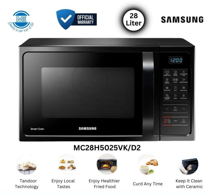 SAMSUNG 28 Liter Grill Convection Easy to Clean Microwave Oven with Slim Fry, Free Delivery and Official Warranty | MC28H5025VK/D2
