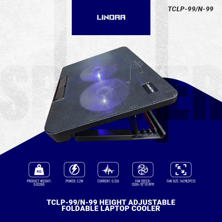TCLP-99/N-99%20Height%20Adjustable%20Foldable%20USB%20Plastic%20Double%20Fans%20Laptop%20Cooler%20Cooling%20Pad%20Stand%20Lindaa%20-%20Image%202